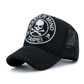 High Fashion Letter Print Embroidery Mesh Cap Korean Style (Option: Skull Style BLACK-Adjustable)