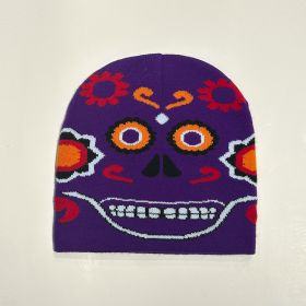 Men's And Women's Fashion Halloween Funny Fashionable Knitted Hat (Option: Purple-Free Size)