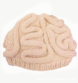 Horror Brain Knitted Brain Hat (Option: Beige-Adult Style Elastic)