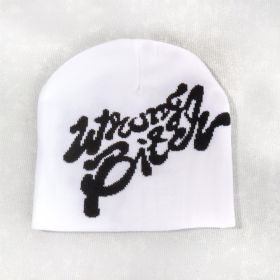 Men's And Women's Fashion Casual Letters Knitted Hat (Option: White-Free Size)