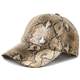 PU Serpentine Baseball Cap Sun-proof Peaked Cap (Option: Brown Python-Adjustable)