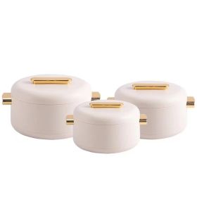 Solid Color Gold Handle Double Layer Thermal Box (Color: White)