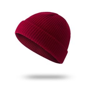 Knitted Korean Wool Hip-hop Street Yupi Toe Cap Beanie Hat (Option: Wine Red-Free Size Elastic)