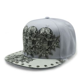 Baseball Cap Protection Sun Hat Skull Sticky Hip-hop Hipster Flat-brimmed (Option: White-Adjustable)