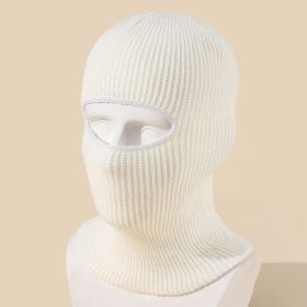 Single Hole Solid Color Acrylic Mask Knitted Hat (Color: White)