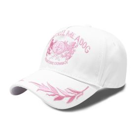 Men's Summer Wheat Embroidered Baseball Cap (Option: White Pink Embroidery-Adjustable)