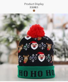 Cross-border Festival Autumn And Winter Fashion Christmas Knitted Hat Party Warm Adult With Fur Ball Christmas Hat (Option: HOHO Old Elk-Adult Style Elastic)