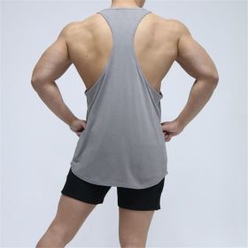 Sports Vest Men's Basketball Sleeveless T-shirt Summer Workout Loose Top Training Basketball Clothes Quick-drying Top (Option: Grey-M)