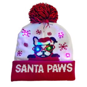 Cross-border Festival Autumn And Winter Fashion Christmas Knitted Hat Party Warm Adult With Fur Ball Christmas Hat (Option: Cartoon Puppy-Adult Style Elastic)