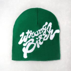 Men's And Women's Fashion Casual Letters Knitted Hat (Option: Green-Free Size)