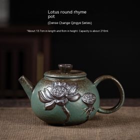 Stoneware Handmade Trumpet Teapot (Option: Lotus Rhyme Pot)