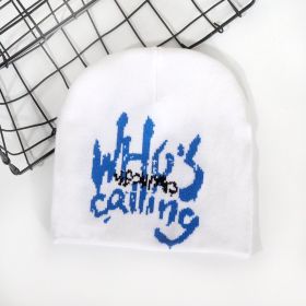 Men's And Women's Fashion All-matching Personalized Hip Hop Letter Hat (Option: White Blue)