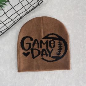 English Letters Woolen Cap Warm (Color: Brown)