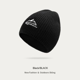 Outdoor Travel Skiing Thickened Wool Beanie Hat (Option: Classic Woolen Type Black-Free Size)