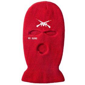 Men's Embroidered Three-hole Knitted Hat (Color: Red)