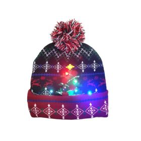 Cross-border Festival Autumn And Winter Fashion Christmas Knitted Hat Party Warm Adult With Fur Ball Christmas Hat (Option: Christmas Tree Flanging-Adult Style Elastic)