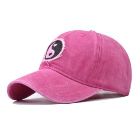 Pure Cotton Washed Old Gossip Embroidered Baseball Cap (Option: Gossip Rose Red-Adjustable)