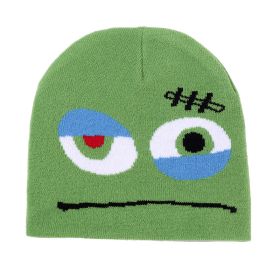 Creative Funny Expression Knitted Hat Pirate Skull Japanese Harajuku Woolen Cap Adorkable (Option: Green Funny Hat-Free Size)