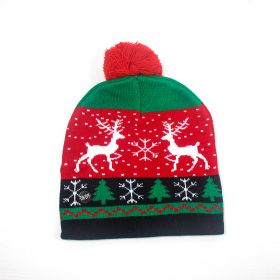 Cross-border Festival Autumn And Winter Fashion Christmas Knitted Hat Party Warm Adult With Fur Ball Christmas Hat (Option: Red Deer No Flanging-Adult Style Elastic)