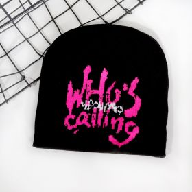 Men's And Women's Fashion All-matching Personalized Hip Hop Letter Hat (Option: Black Dark Pink)