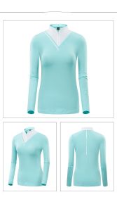 Golf Women's Long-sleeved T-shirt Stand-up Collar Sunscreen Korean Version Of Slim Sports (Option: Lake Green-S)