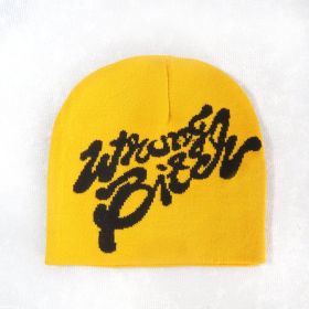 Men's And Women's Fashion Casual Letters Knitted Hat (Option: Yellow-Free Size)