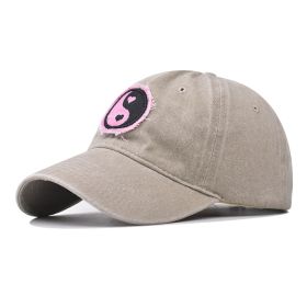 Pure Cotton Washed Old Gossip Embroidered Baseball Cap (Option: Gossip Beige-Adjustable)