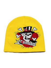 Knitted Skull Jacquard Cold-proof Warm Wool Hat (Option: Yellow-Free Size 56 To59cm)