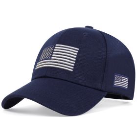 Solid Color Baseball Outdoor Sun-shade Sun Protection Peaked Cap (Option: Navy blue-Adjustable)