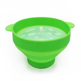 Foldable Popcorn Bowl Microwave Oven Silicone High Temperature Resistant Creative Large Lidded (Color: Green)