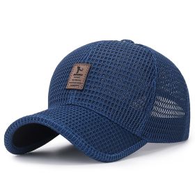 Men's Outdoor Sunscreen Mesh Breathable Hat (Option: Blue-Adjustable)