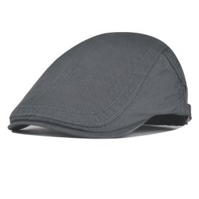 Men's And Women's Fashion Simple Pure Color All-matching Retro Hat (Option: Gray-Adjustable)