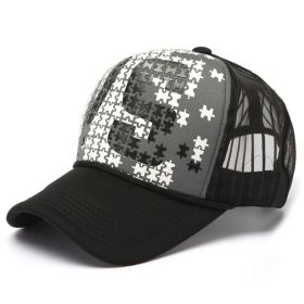 High Fashion Letter Print Embroidery Mesh Cap Korean Style (Option: VS Gray-Adjustable)