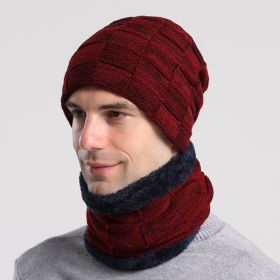 European And American Fall Winter Men Knitted Hat (Option: Wine Red-Free Size)