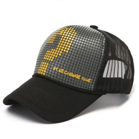 High Fashion Letter Print Embroidery Mesh Cap Korean Style (Option: Question Mark Gray Grid-Adjustable)