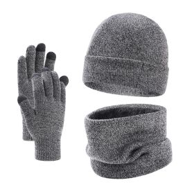 European And American Winter Hat Scarf Gloves Three-piece Set (Option: Light Gray-Free Size)