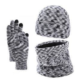 European And American Winter Hat Scarf Gloves Three-piece Set (Option: Gray XG1202-Free Size)