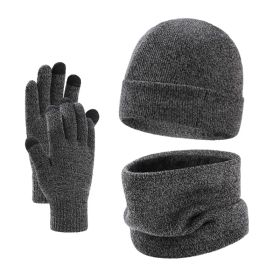 European And American Winter Hat Scarf Gloves Three-piece Set (Option: Medium Gray-Free Size)