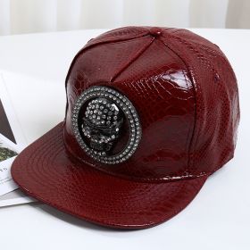 Pattern PU Leather Baseball Cap Hip-hop Fashion Cross (Option: Red Circle Skull-M)