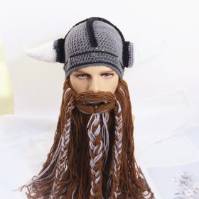 Funny Bearded Hat Knitted Wansheng Funny (Option: Brown-Free Size)