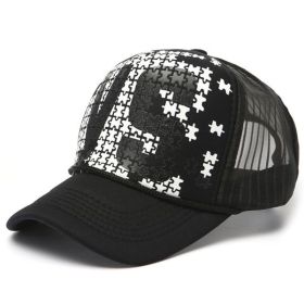 High Fashion Letter Print Embroidery Mesh Cap Korean Style (Option: VS Black-Adjustable)