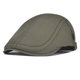 Men's And Women's Fashion Simple Pure Color All-matching Retro Hat (Option: Army Green-Adjustable)