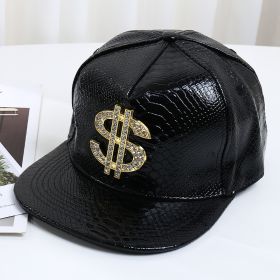 Pattern PU Leather Baseball Cap Hip-hop Fashion Cross (Option: Black USD Style-M)