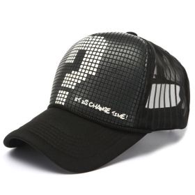 High Fashion Letter Print Embroidery Mesh Cap Korean Style (Option: Question Mark BLACK Grid-Adjustable)