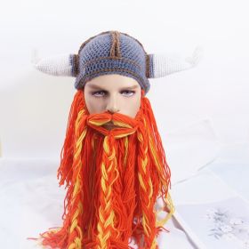 Funny Bearded Hat Knitted Wansheng Funny (Option: Orange-Free Size)