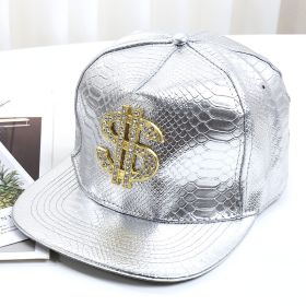 Pattern PU Leather Baseball Cap Hip-hop Fashion Cross (Option: Silver USD-M)