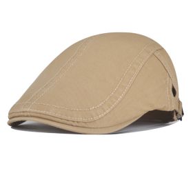 Men's And Women's Fashion Simple Pure Color All-matching Retro Hat (Option: Dark Beige-Adjustable)