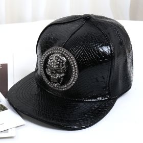 Pattern PU Leather Baseball Cap Hip-hop Fashion Cross (Option: Black Circle Skull-M)