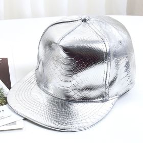 Pattern PU Leather Baseball Cap Hip-hop Fashion Cross (Option: Silver Light Plate Version-M)