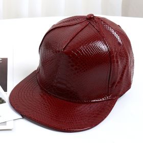 Pattern PU Leather Baseball Cap Hip-hop Fashion Cross (Option: Red Light Plate Version-M)